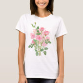 hand painted pink rose bouquet tシャツ (正面)