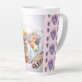 Hand Painted Pink Shabby Tabby Cat Cats Latte Mug カフェラテマグ (右アングル)