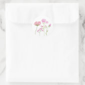 Hand-Painted Pink Wildflowers Illustration ラウンドシール (バッグ)