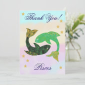 Hand-Painted Pisces Birthday Thank You サンキューカード (スタンド正面)