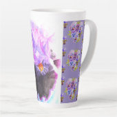 Hand Painted Purple Iris Irises floral Latte Mug カフェラテマグ (右アングル)