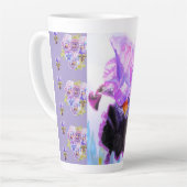 Hand Painted Purple Iris Irises floral Latte Mug カフェラテマグ (左アングル)