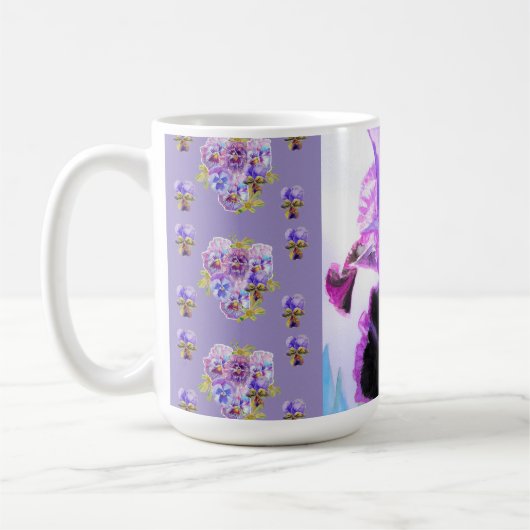 Hand Painted Purple Iris Irises floral Latte Mug コーヒーマグカップ (左)