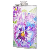 Hand Painted Purple Pansy Pansies floral フラスク (左)