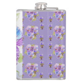 Hand Painted Purple Pansy Pansies floral フラスク (裏面)