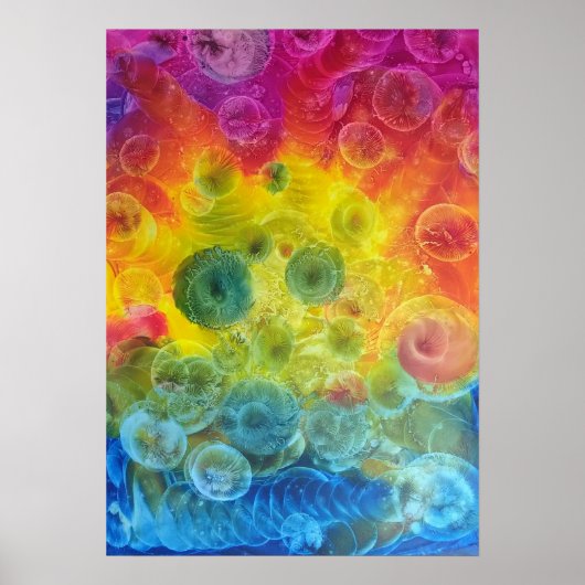 Hand Painted Rainbow Abstract Art Gouache ポスター (正面)