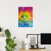 Hand Painted Rainbow Abstract Art Gouache ポスター (ホームオフィス)
