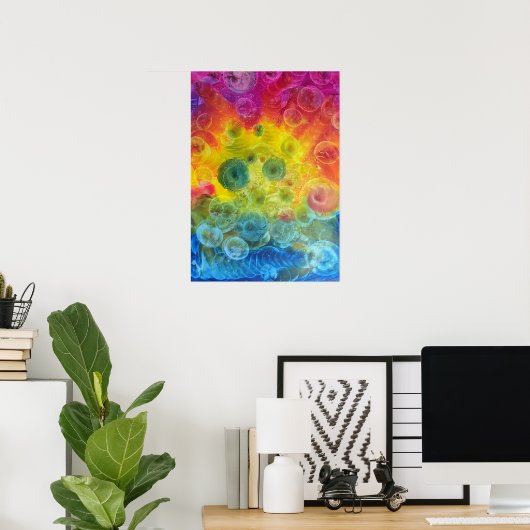 Hand Painted Rainbow Abstract Art Gouache ポスター (ホームオフィス)