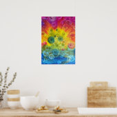 Hand Painted Rainbow Abstract Art Gouache ポスター (キッチン)