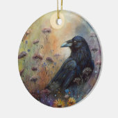 Hand Painted - Raven Artwork セラミックオーナメント (左)