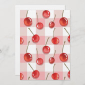 Hand-Painted Red Cherries Seamless Pattern 招待状 (正面/裏面)
