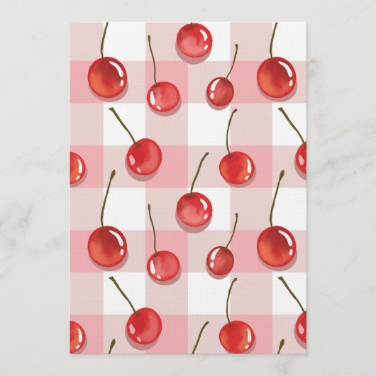 Hand-Painted Red Cherries Seamless Pattern 招待状 (正面)