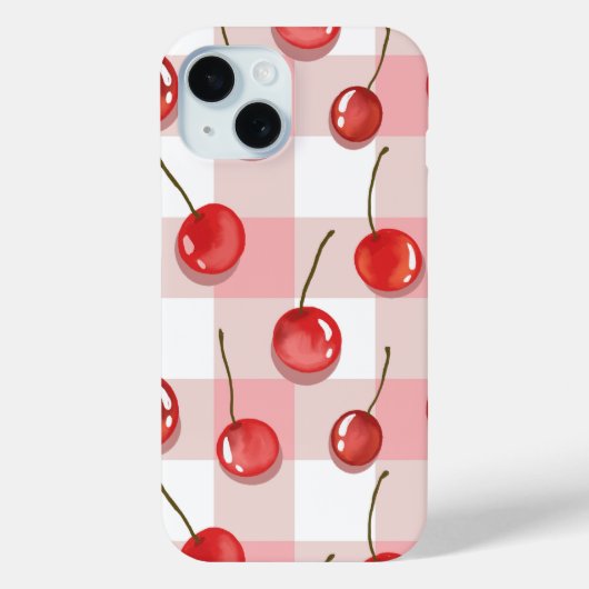 Hand-Painted Red Cherries Seamless Pattern Case-Mate iPhoneケース (裏面)