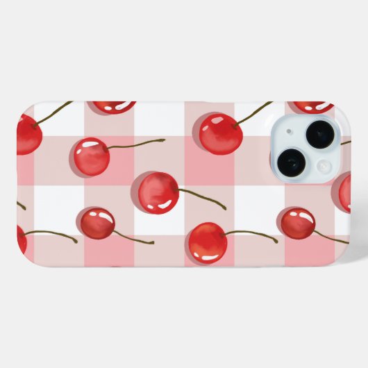 Hand-Painted Red Cherries Seamless Pattern Case-Mate iPhoneケース (裏面 (横))