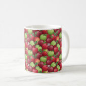Hand-Painted Red & Green Watercolor Apple Pattern コーヒーマグカップ (正面右)