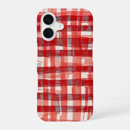 Hand-Painted Red Plaid Phone Case iPhone 16ケース (裏面)