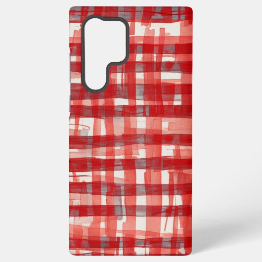 Hand-Painted Red Plaid Phone Case Samsung Galaxyケース (裏面)