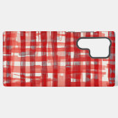 Hand-Painted Red Plaid Phone Case Samsung Galaxyケース (裏面横)