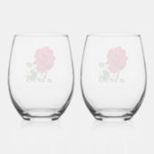 Hand painted red rose Valentines Personalized ステムなしワイングラス (裏面)