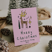 Hand Painted Reindeer Merry Christmas Non-Photo シーズンカード