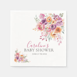 Hand-painted Rose Florals Baby Shower スタンダードカクテルナプキン