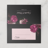Hand Painted Roses Dark Flowers Wedding プレイスカード (外部開封)