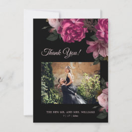 Hand Painted Roses Dark Romantic Wedding  サンキューカード