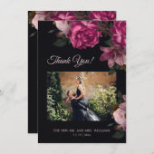 Hand Painted Roses Dark Romantic Wedding  サンキューカード (正面/裏面)