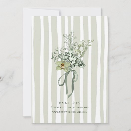 Hand Painted Sage Green Orchids Wedding 招待状 (裏面)