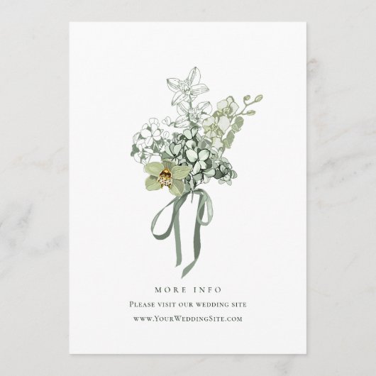 Hand Painted Sage Green Orchids Wedding Invitation 招待状 (裏面)