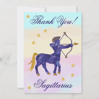 Hand-Painted Sagittarius Birthday Thank You サンキューカード