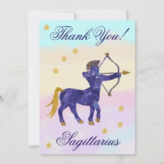 Hand-Painted Sagittarius Birthday Thank You サンキューカード (正面)