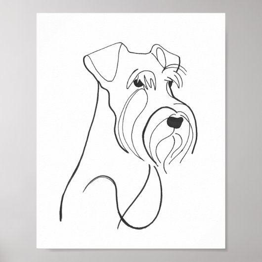 Hand Painted Schnauzer Minimalist Dog Artwork ポスター (正面)