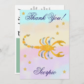 Hand-Painted Scorpio Birthday Thank You サンキューカード (正面/裏面)