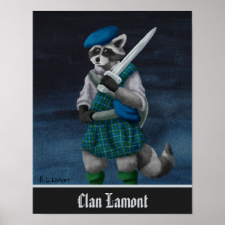 Hand Painted Scottish Raccoon Clan Lamont ポスター