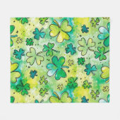 Hand-painted shamrock pattern featuring water colo フリースブランケット (正面(横))