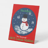 Hand Painted Snowman Red PERSONALIZE Hot Cocoa 台座サイン (正面)