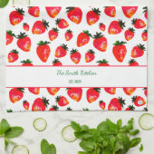 Hand-Painted Strawberry Personalized Boho Spring キッチンタオル (折り畳み)
