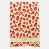 Hand-Painted Strawberry Personalized Boho Yellow キッチンタオル (縦)