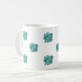 Hand-Painted Style Turquoise Floral Art Mug コーヒーマグカップ (正面左)