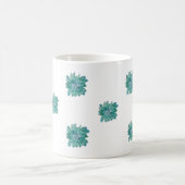 Hand-Painted Style Turquoise Floral Art Mug コーヒーマグカップ (中央)