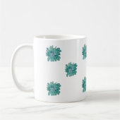 Hand-Painted Style Turquoise Floral Art Mug コーヒーマグカップ (左)