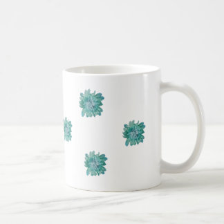 Hand-Painted Style Turquoise Floral Art Mug コーヒーマグカップ