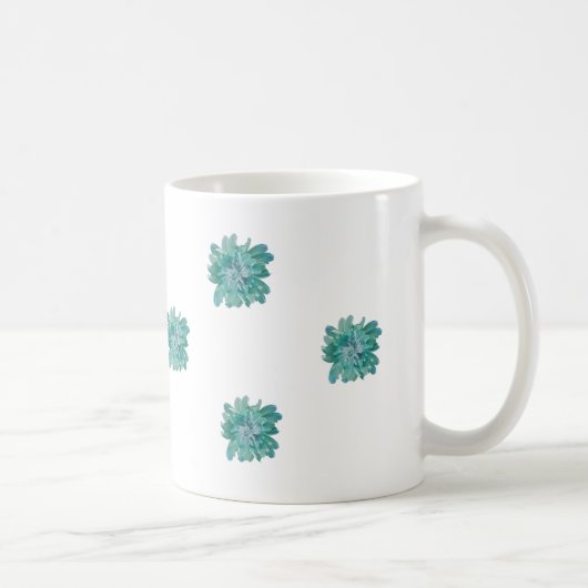 Hand-Painted Style Turquoise Floral Art Mug コーヒーマグカップ (右)