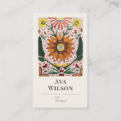 Hand Painted Symmetrical Orange and Green Florals 名刺 (正面)