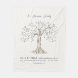 Hand Painted Tree Custom Family Quote Ivory フリースブランケット