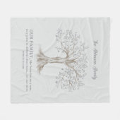 Hand Painted Tree Custom Family Quote Light Gray フリースブランケット (正面(横))