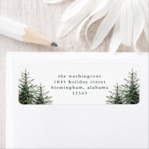 Hand-painted Trees Christmas Card Return Address