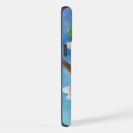 Hand Painted Trendy Watercolour Cherry Blossoms iPhoneケース (右側面)