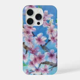 Hand Painted Trendy Watercolour Cherry Blossoms iPhone 15 Proケース